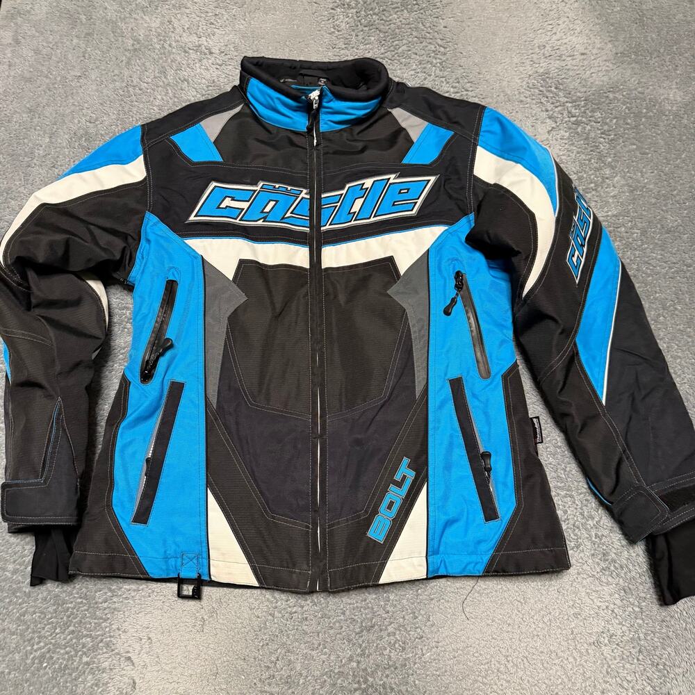Castle X Coat Womens XL Bolt Black Blue Full Zip Snowmobile Jacket